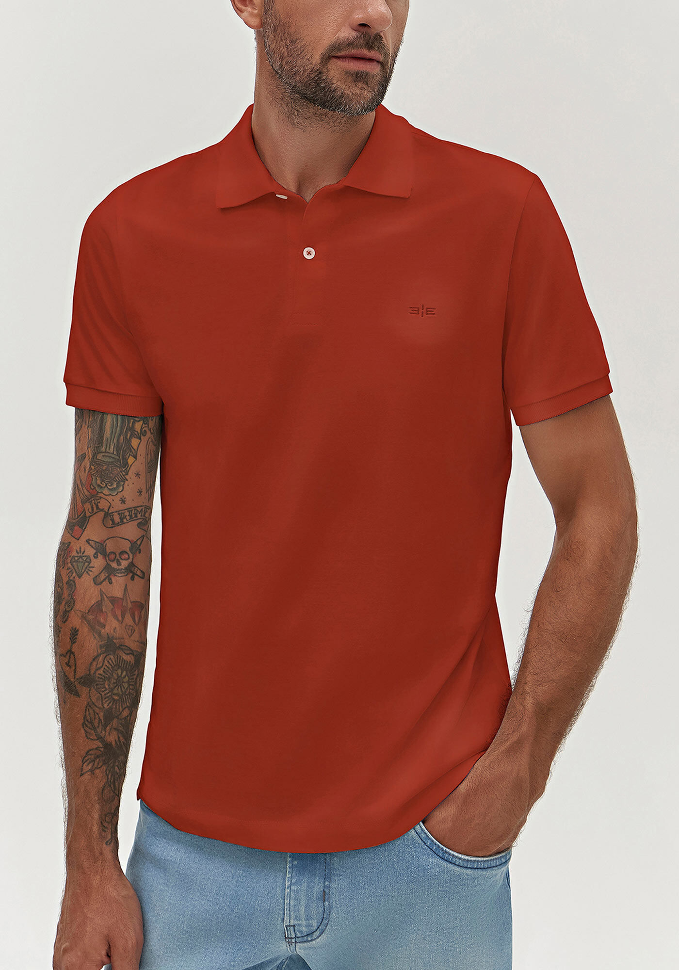 Camisa Polo Colors De Mangas Curtas Em Meia Malha De Algod&atilde;o, LARANJA TAURI, large.