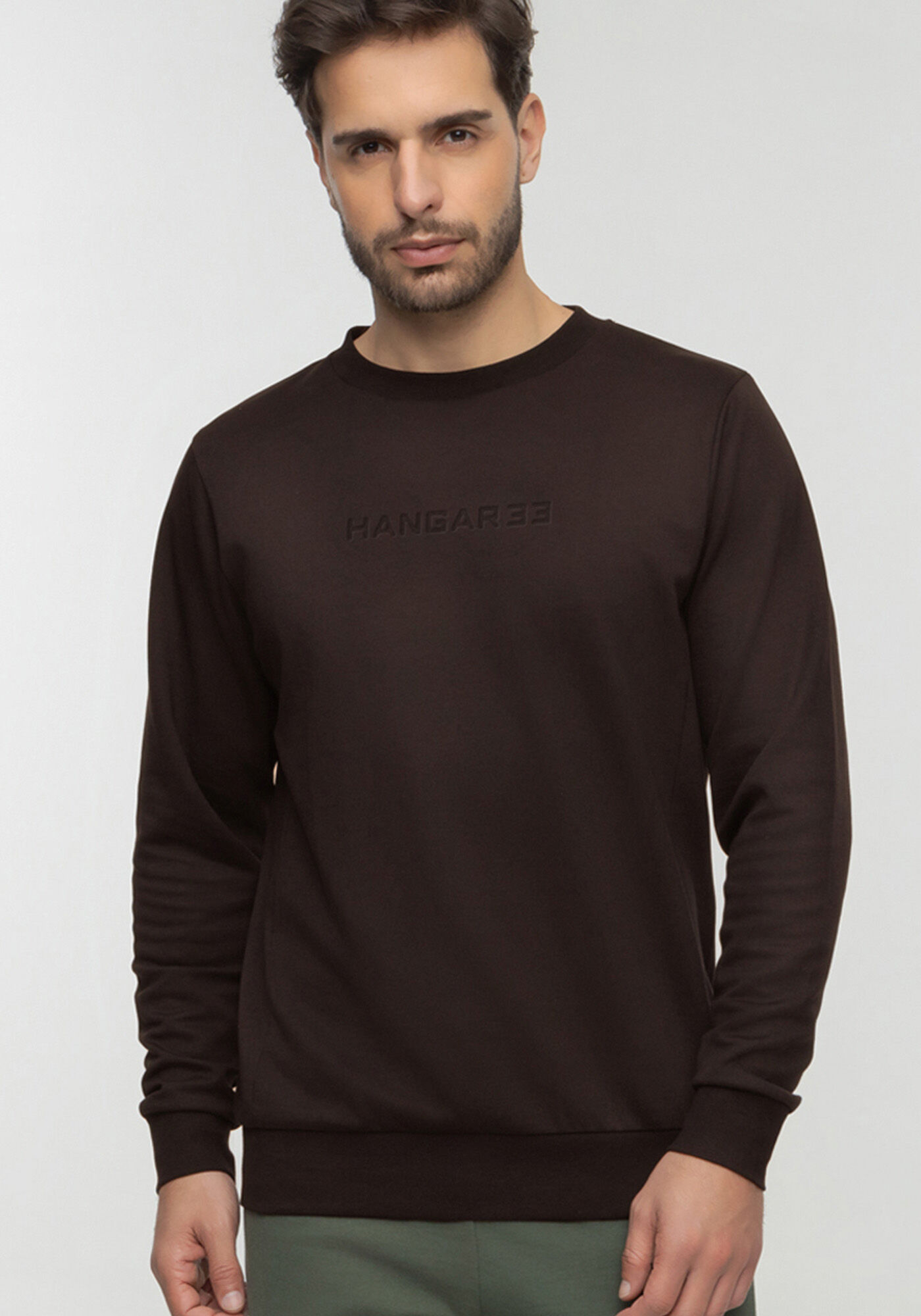 Blus&atilde;o De Mangas Longas Em Malha Premium, MARROM EGGPLANT, large.