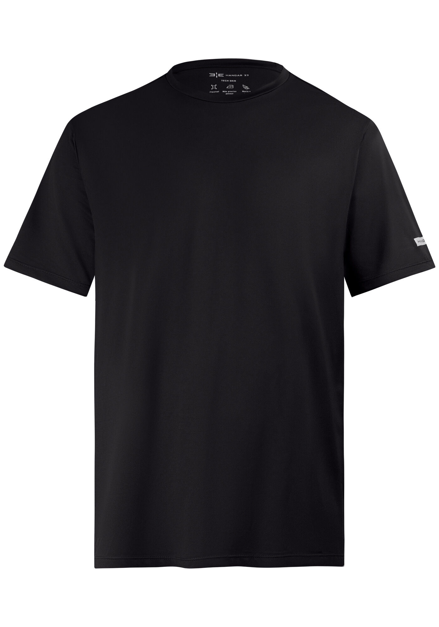 Camiseta Masculina De Mangas Curtas Em Malha De Poliamida, PRETO REATIVO, large.