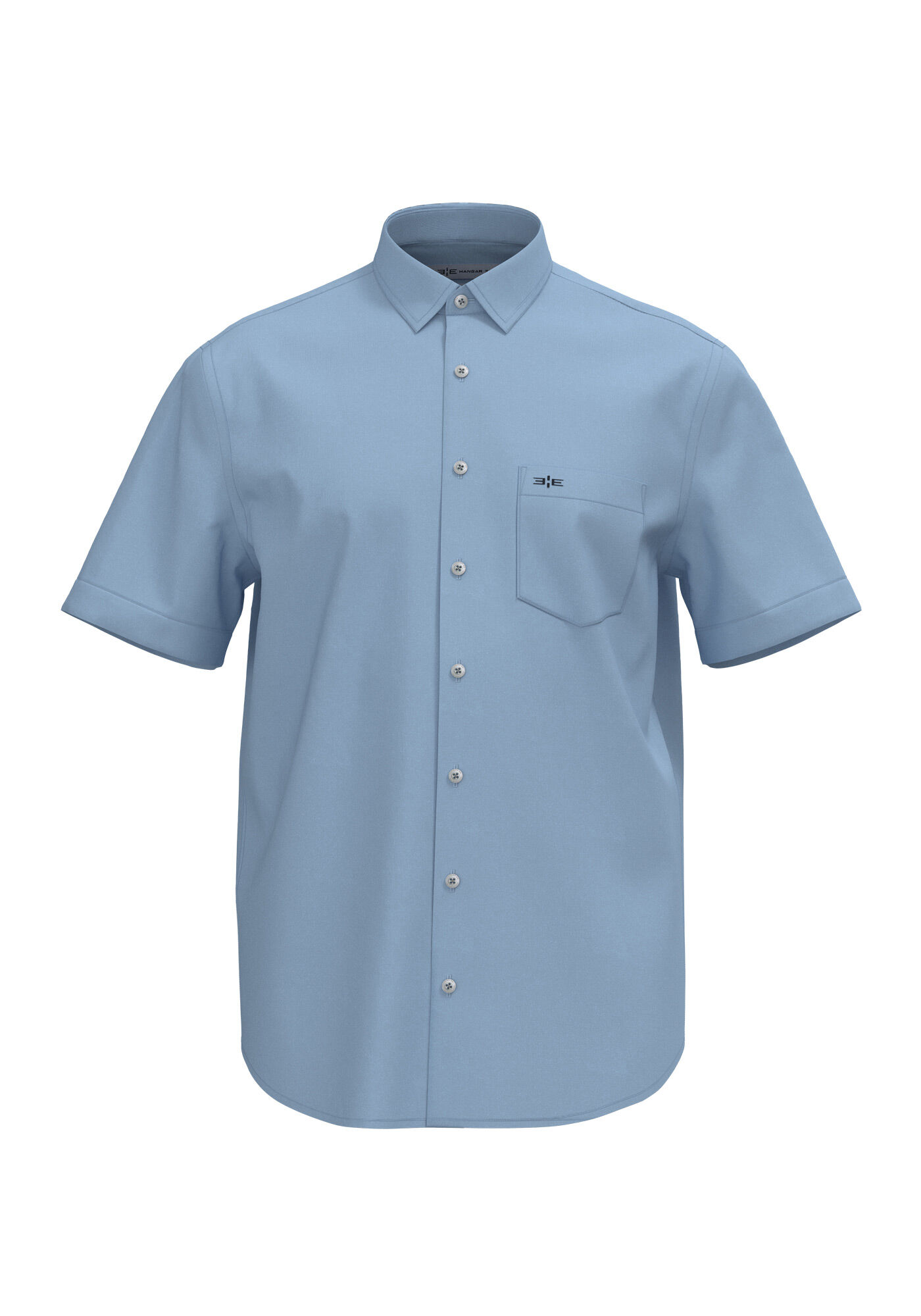 Camisa Comfort De Mangas Curtas Com Bolso Funcional Bordado, AZUL, large.