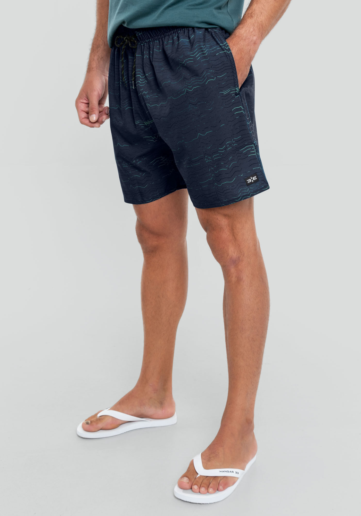 Shorts Masculino em Tecido Plano Estampado, MARINHO IMPERIO, large.