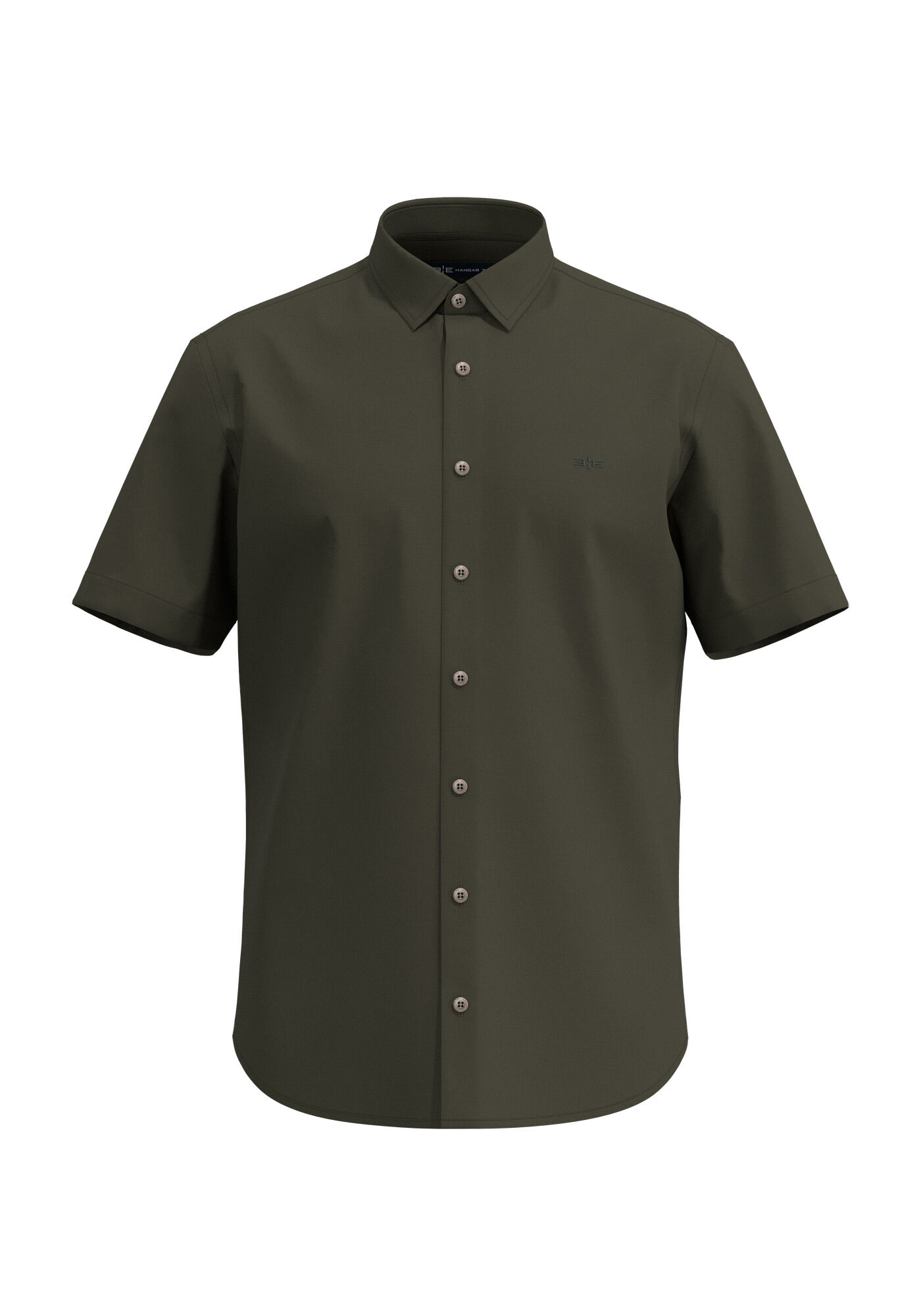 Camisa De Mangas Curtas Com Elastano Slim Fit, VERDE FURIA, large.