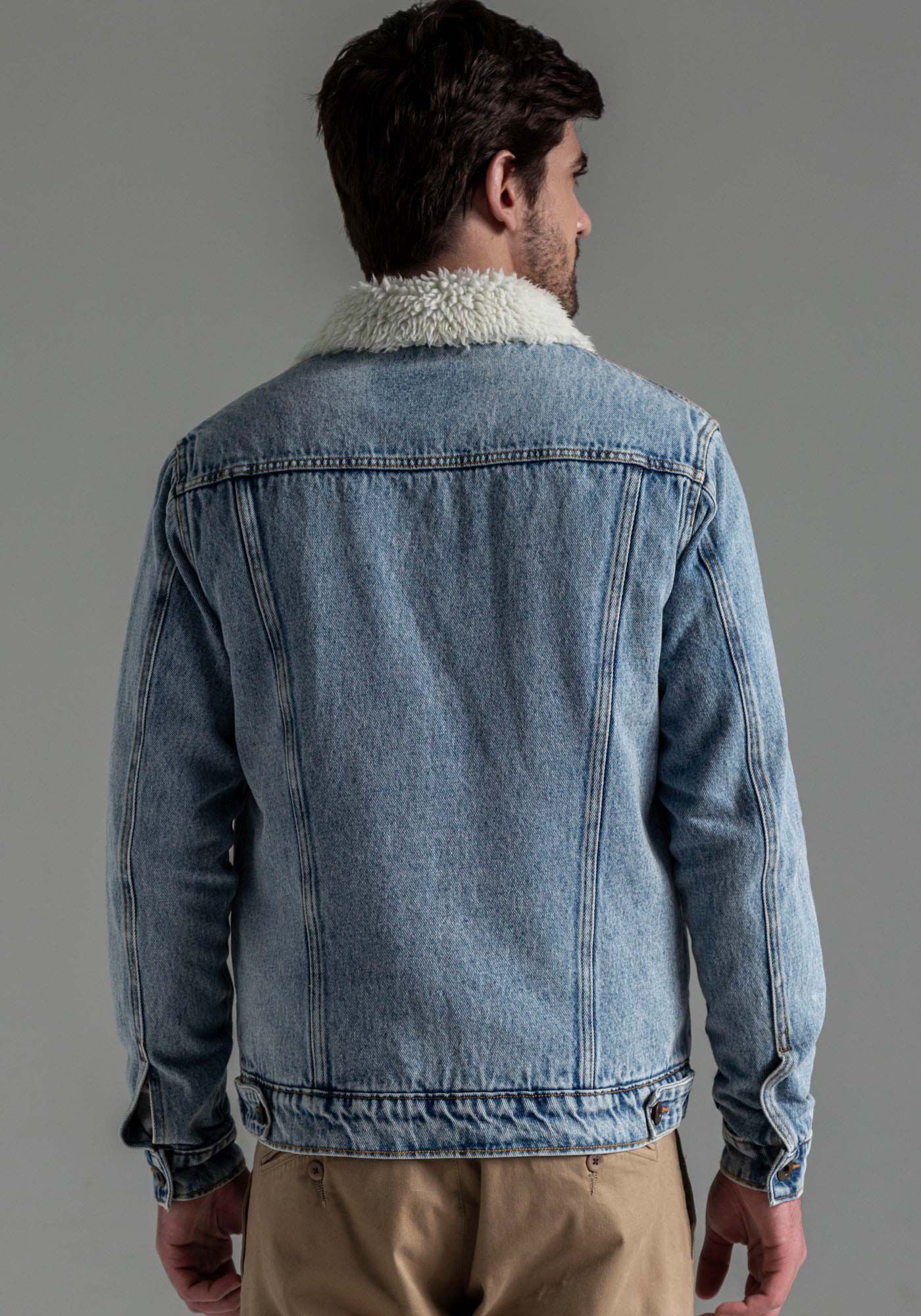Jaqueta Jeans Masculina com Forro Pelo, JEANS, large.