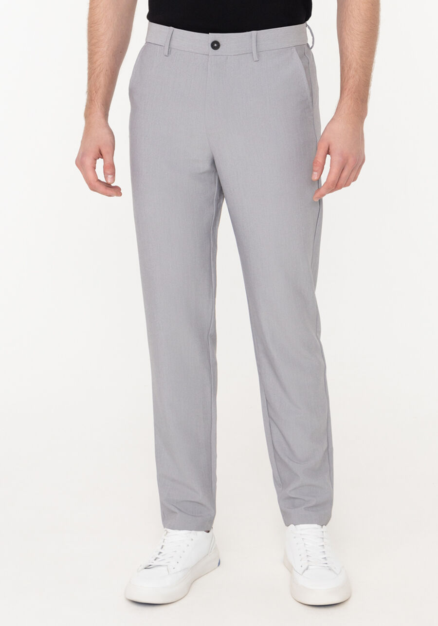 Calça Masculina Com Bolsos E Passantes, MESCLA MEDIO. Calça Masculina Com Bolsos E Passantes, MESCLA MEDIO, large.