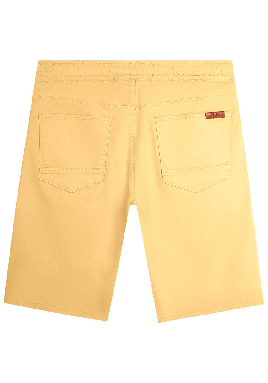 Bermuda Jogging Com Bolsos Em Sarja Denim Malha, AMARELO ROSITA. Bermuda Jogging Com Bolsos Em Sarja Denim Malha, AMARELO ROSITA, large.