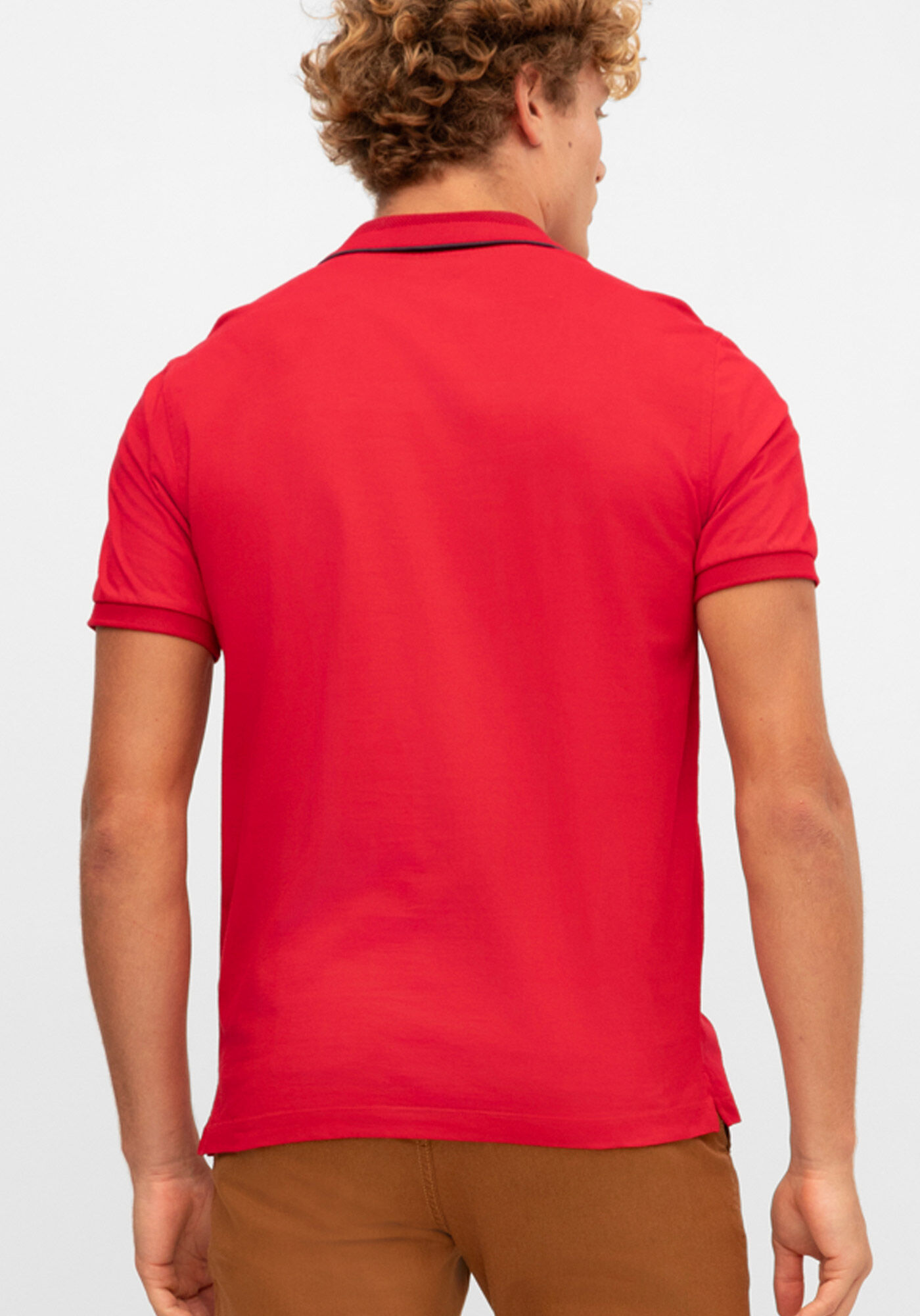 Camisa Polo Masculina com Z&iacute;per Gola, VERMELHO NATTY, large.
