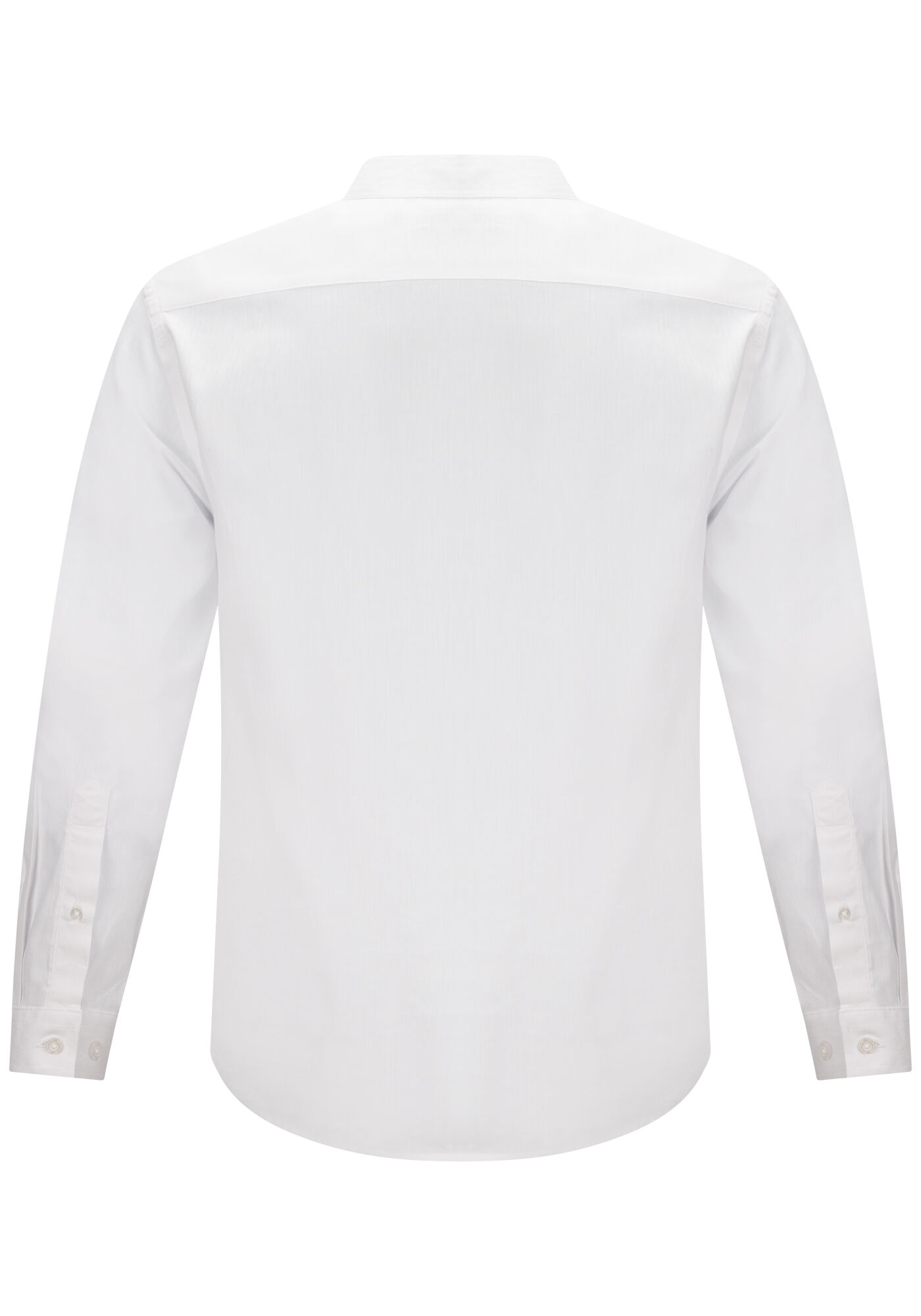 Camisa Bata Slim Fit De Mangas Longas Com Linho, BRANCO, large.