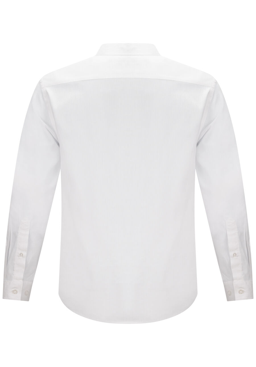 Camisa Bata Slim Fit De Mangas Longas Com Linho, BRANCO. Camisa Bata Slim Fit De Mangas Longas Com Linho, BRANCO, large.