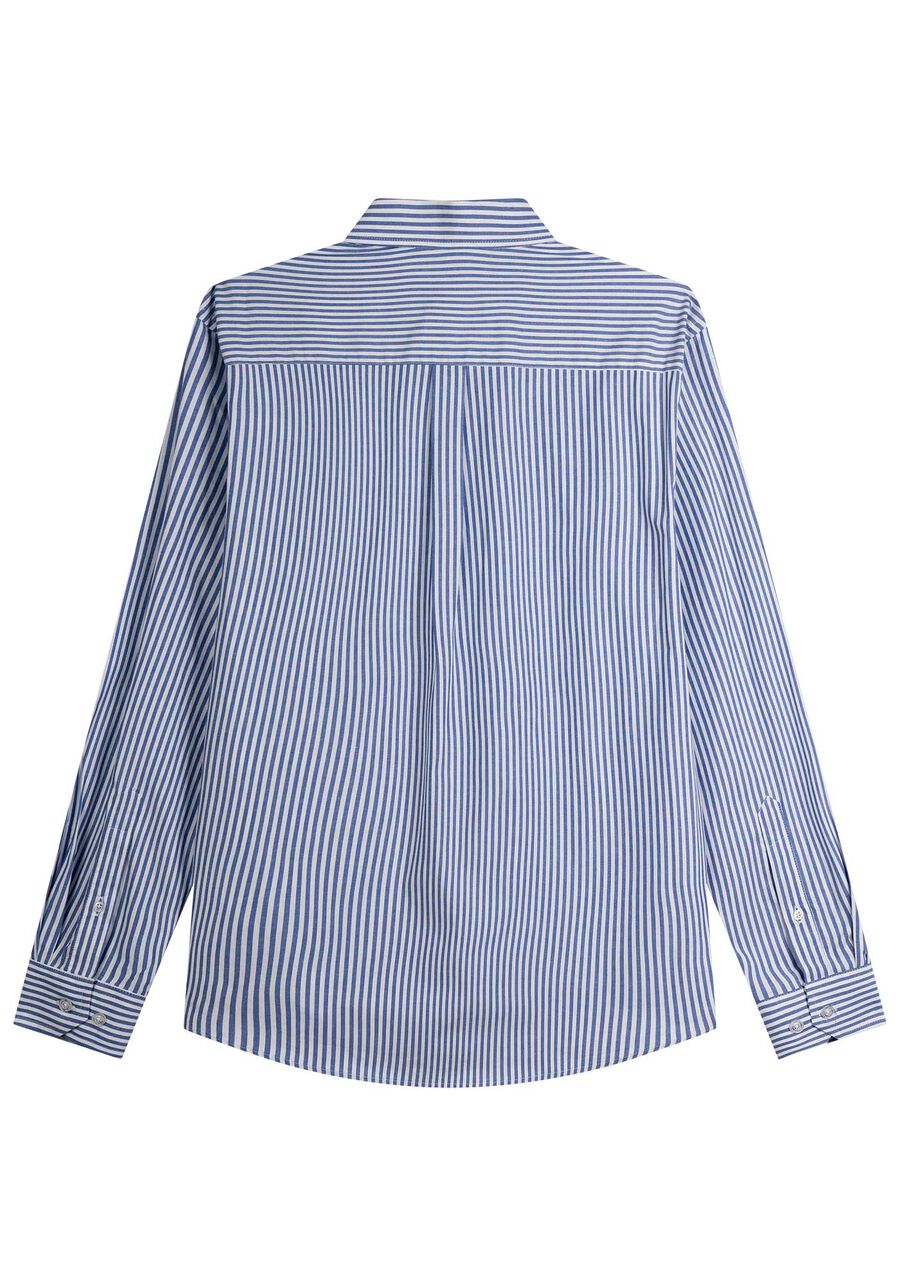 Camisa Masculina Comfort Listrada com Elastano, AZUL. Camisa Masculina Comfort Listrada com Elastano, AZUL, large.