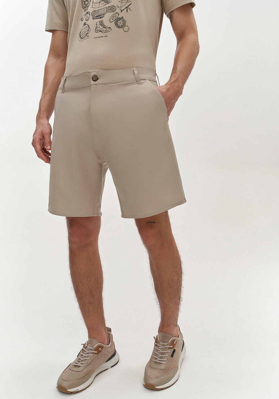 Shorts Masculino Com Bolsos Em Tecido De Alfaiataria, BEGE PANAMA. Shorts Masculino Com Bolsos Em Tecido De Alfaiataria, BEGE PANAMA, large.