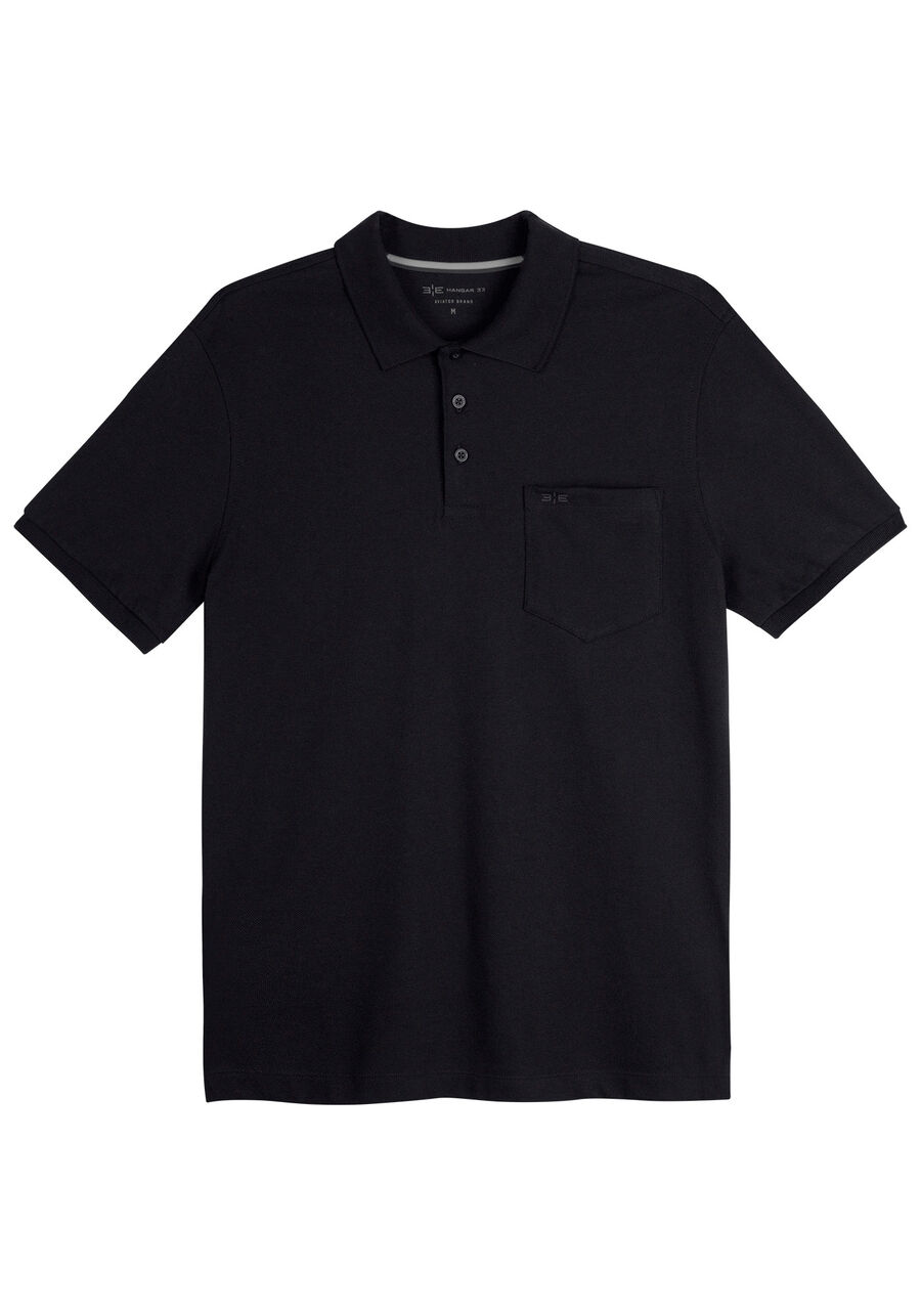 Camisa Polo em Malha Piquet com Bolso, PRETO REATIVO. Camisa Polo em Malha Piquet com Bolso, PRETO REATIVO, large.
