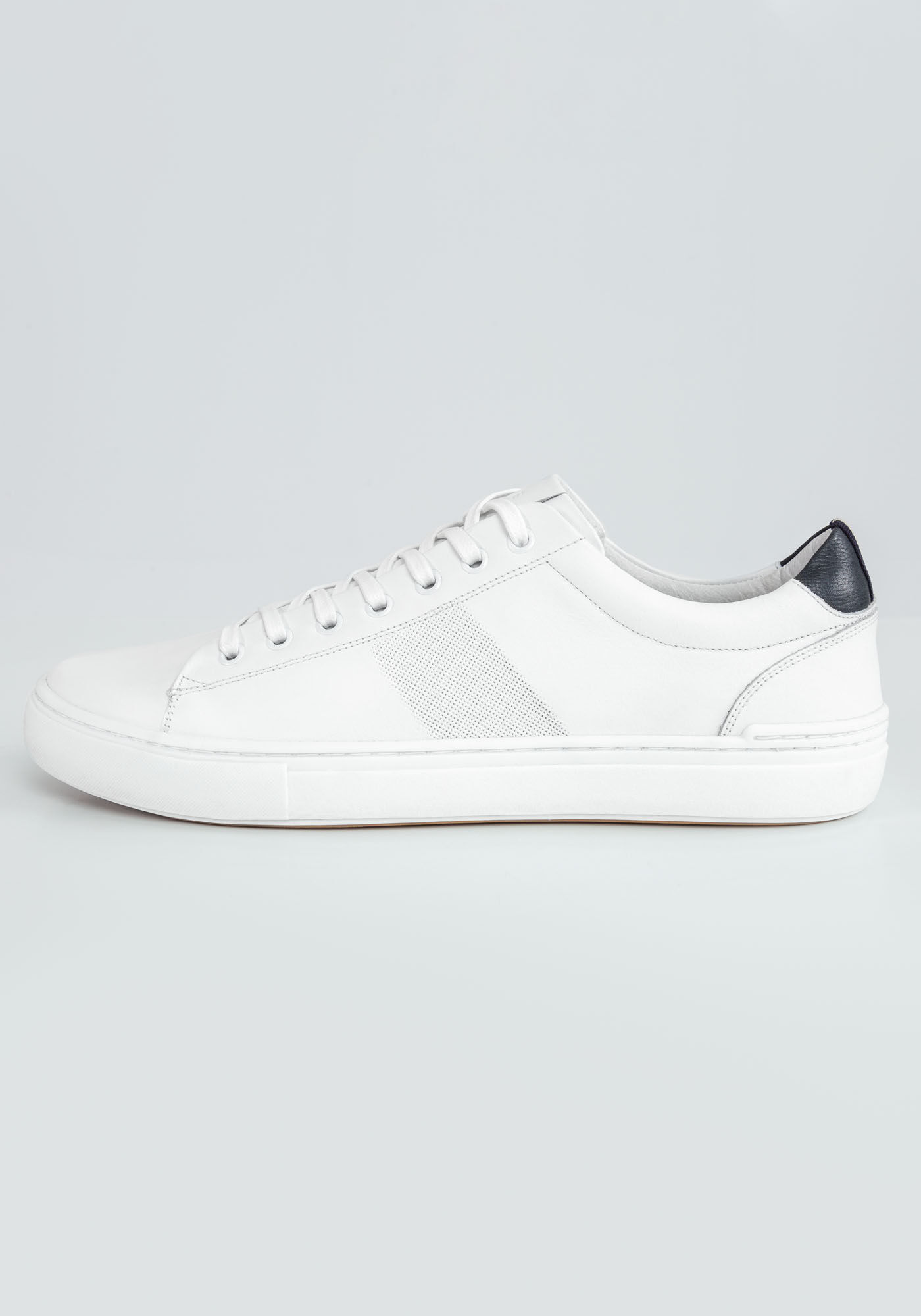 T&ecirc;nis Masculino em Couro Casual, BRANCO, large.