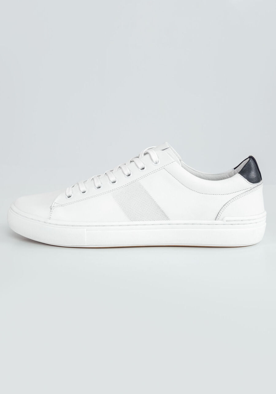 Tênis Masculino em Couro Casual, BRANCO. Tênis Masculino em Couro Casual, BRANCO, large.