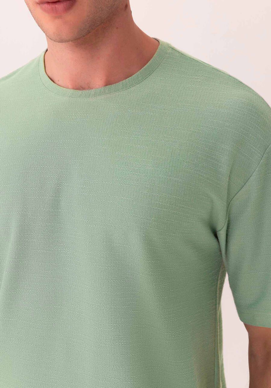 Camiseta Oversized De Mangas Curtas Em Malha Com Linho, VERDE CHIARO. Camiseta Oversized De Mangas Curtas Em Malha Com Linho, VERDE CHIARO, large.
