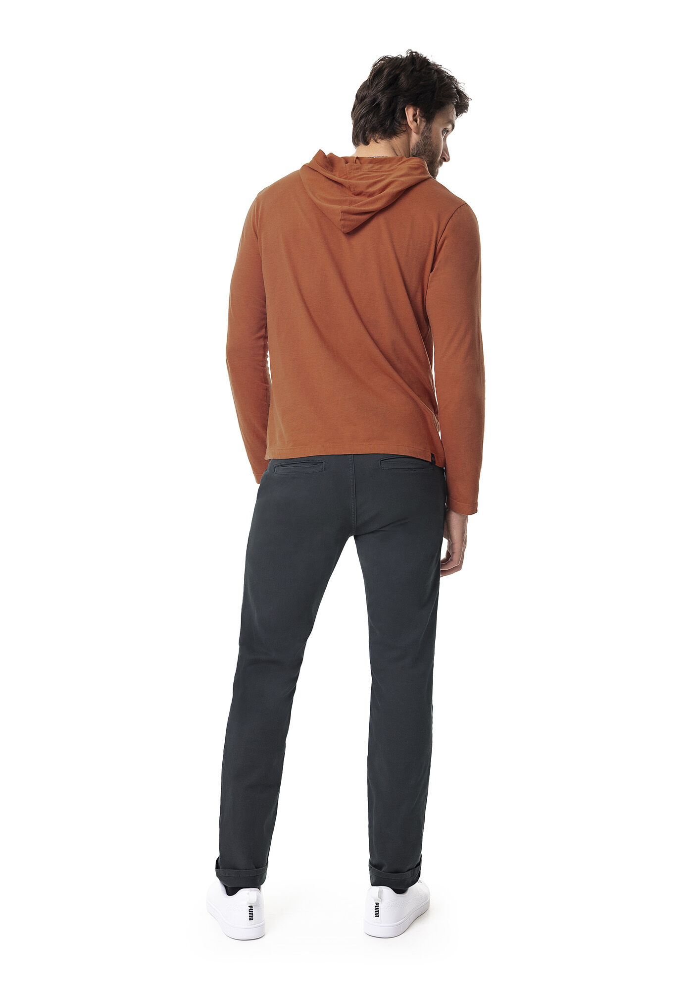 Cal&ccedil;a Chino Reta em Sarja, CINZA CHAMINE, large.