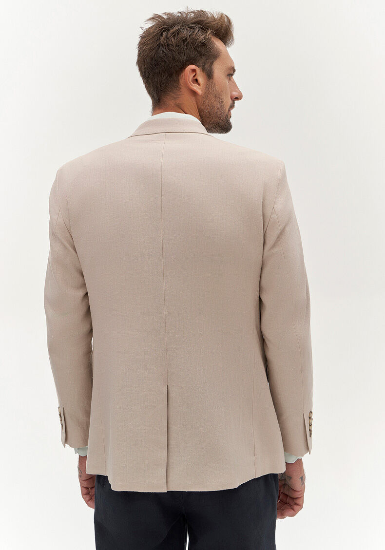 Blazer Slim Comfort Em Tecido Com Linho, BEGE SYSTEM, large.