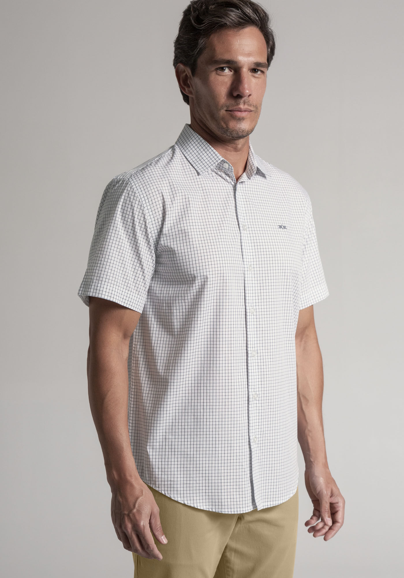 Camisa Manga Curta Masculina Comfort Fio Eg&iacute;pcio, BRANCO, large.