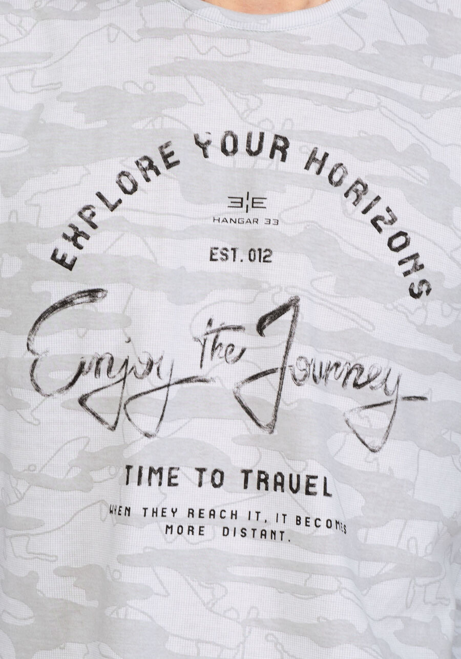 Camiseta Manga Longa Estampada Tal Pai Tal Filho, GRID CINZA. Camiseta Manga Longa Estampada Tal Pai Tal Filho, GRID CINZA, large.