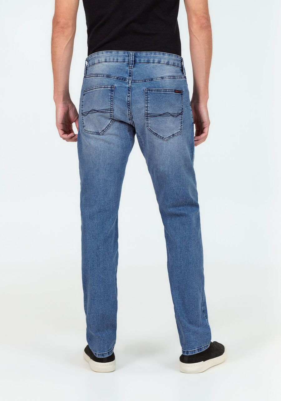 Calça Jeans Slim Antidesgaste Lavagem Média, JEANS. Calça Jeans Slim Antidesgaste Lavagem Média, JEANS, large.