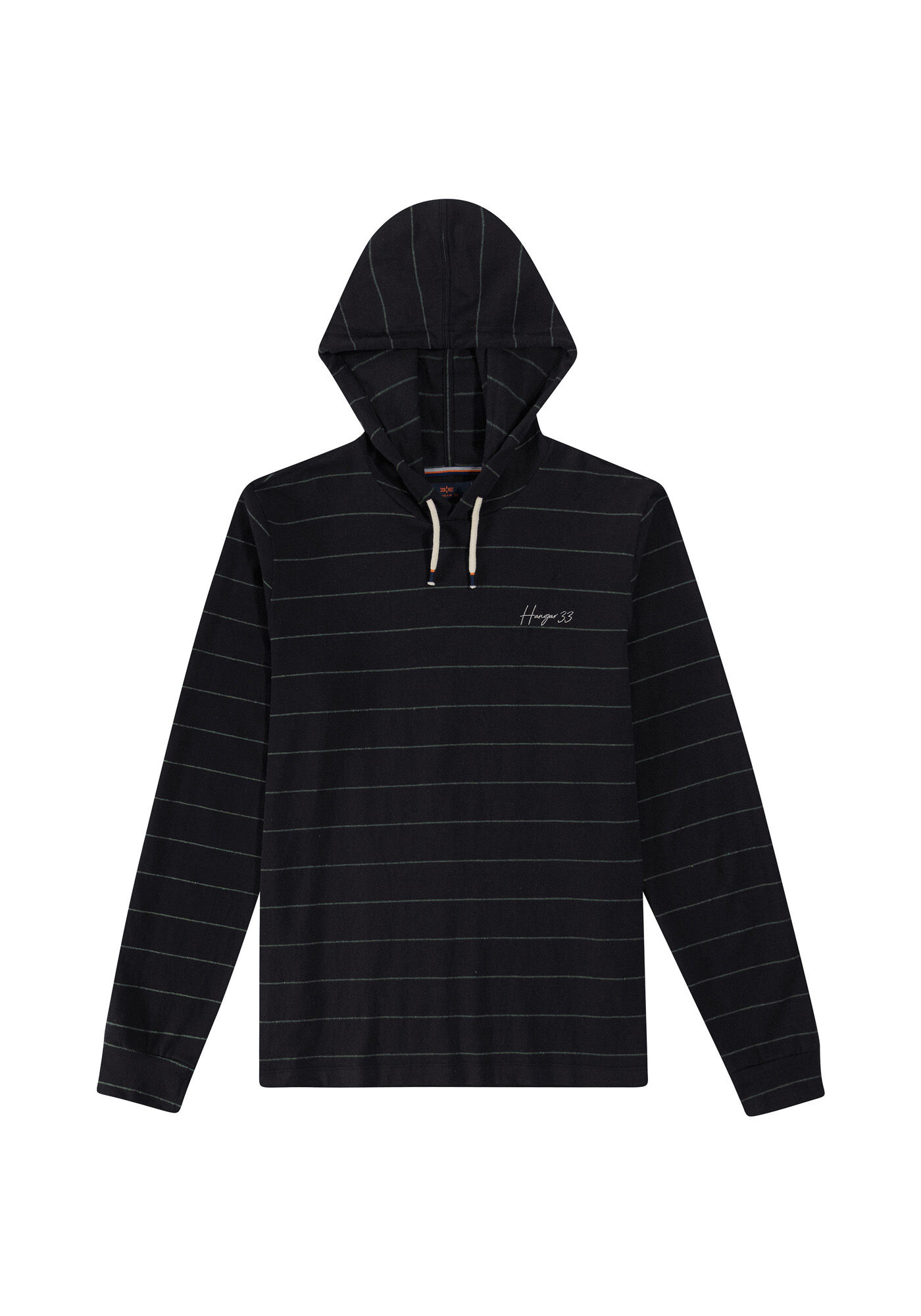 Blus&atilde;o Listrado em Malha com Capuz, PRETO REATIVO, large.