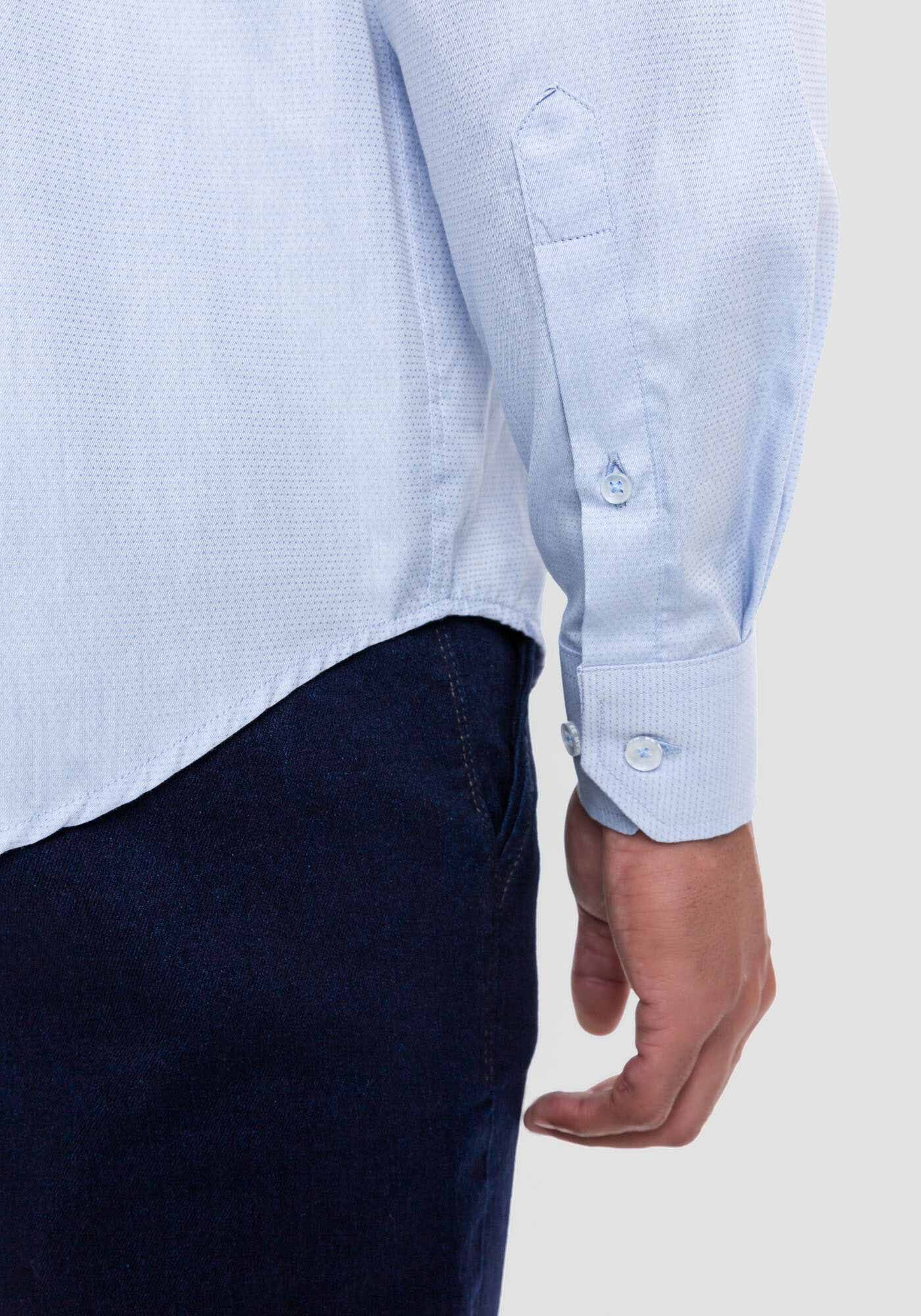 Camisa Masculina Comfort em Tecido Plano, AZUL CLARO, large.