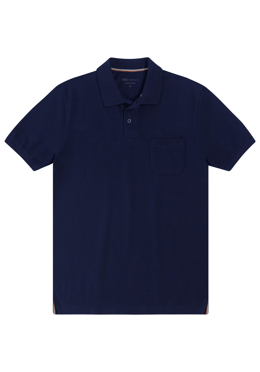 Camisa Polo em Malha Piquet com Bolso, MARINHO ACTION, large.