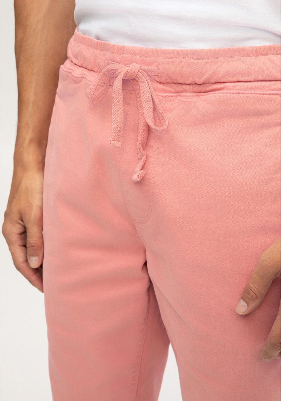 Bermuda Jogging Com Bolsos Em Sarja Denim Malha, ROSA CADMIUM. Bermuda Jogging Com Bolsos Em Sarja Denim Malha, ROSA CADMIUM, large.