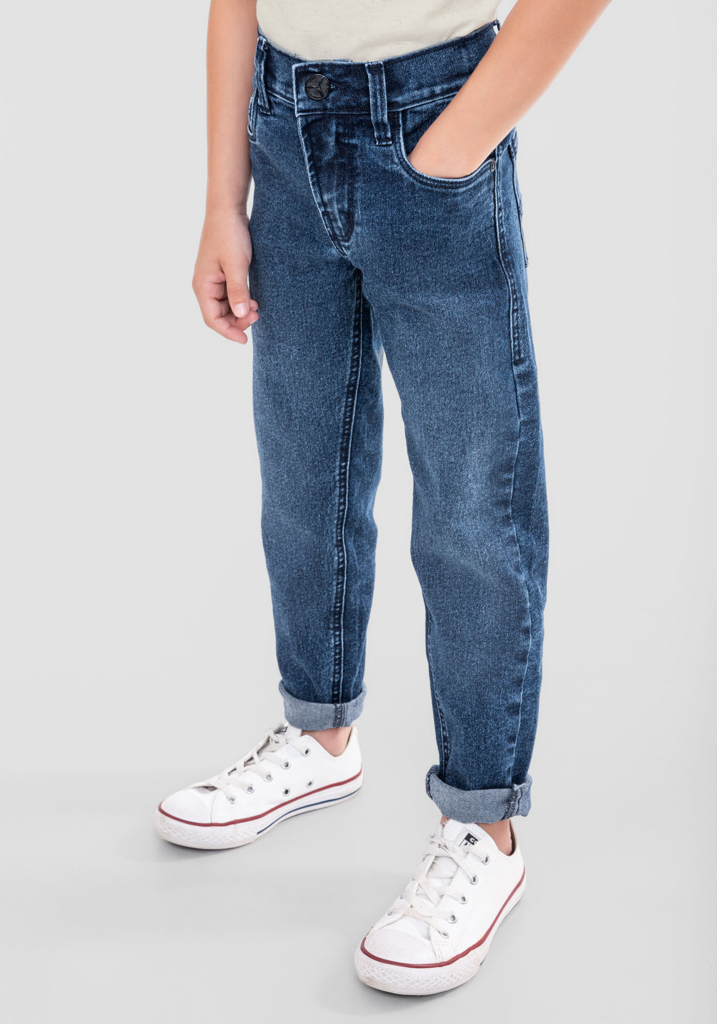 Calça jeans infantil com cos de moletom hot sale