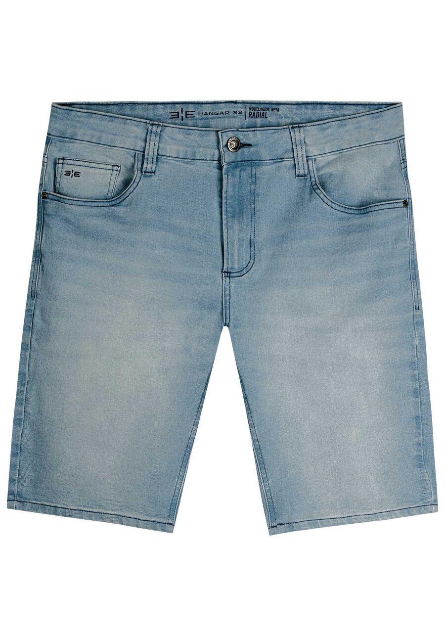 Bermuda Jeans Masculina Reta Clara com Elastano, JEANS. Bermuda Jeans Masculina Reta Clara com Elastano, JEANS, large.