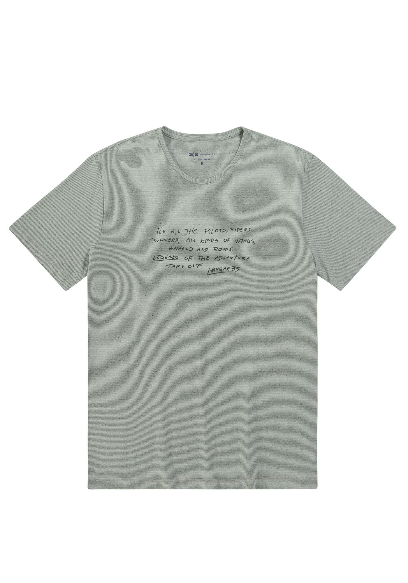 Camiseta Masculina em Malha Mesclada com Estampa, VERDE MINERAL, large.