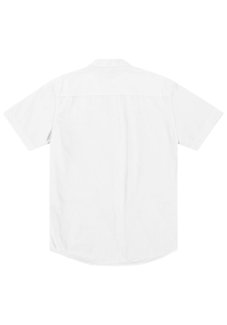 Camisa Masculina Manga Curta com Gola Padre, BRANCO. Camisa Masculina Manga Curta com Gola Padre, BRANCO, large.