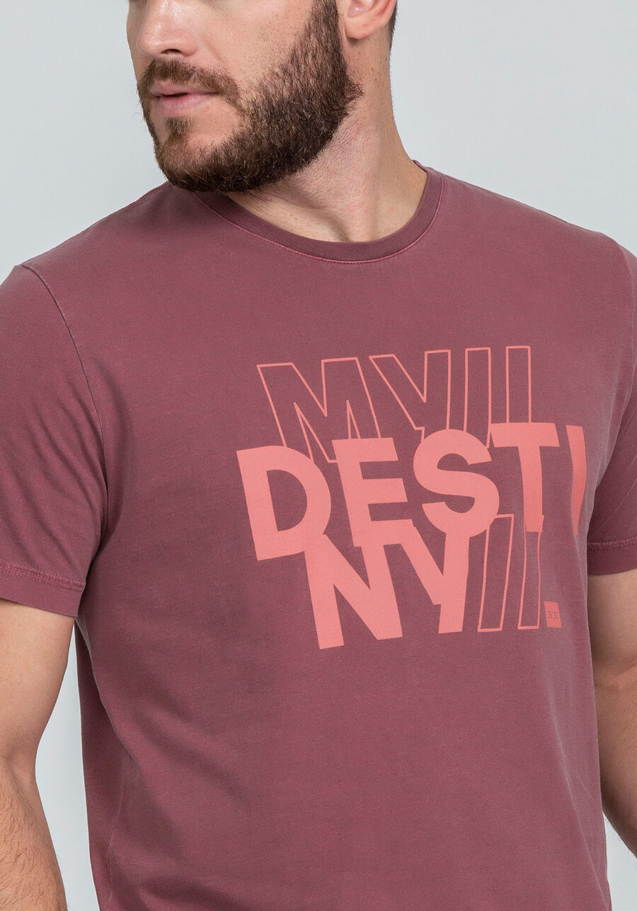 Camiseta em Malha Estampa My Destiny, BORDO WITCH. Camiseta em Malha Estampa My Destiny, BORDO WITCH, large.