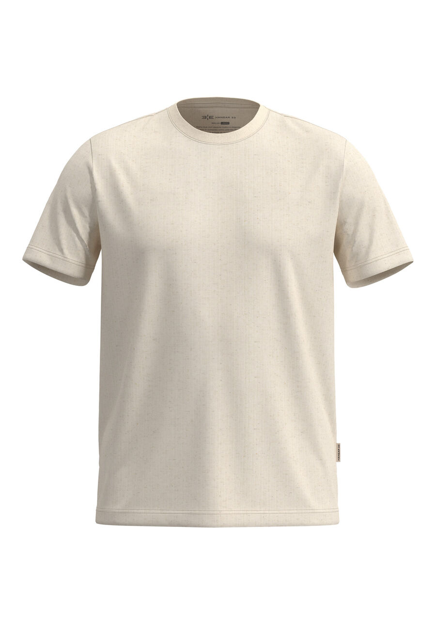 Camiseta De Mangas Curtas Em Malha Texturizada Com Linho, BRANCO OFF WHITE. Camiseta De Mangas Curtas Em Malha Texturizada Com Linho, BRANCO OFF WHITE, large.