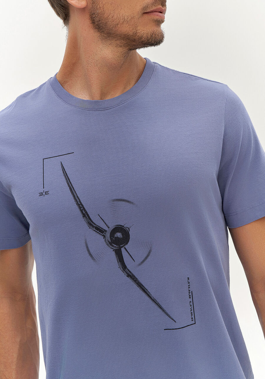 Camiseta Masculina em Malha Estampada, AZUL DOCK. Camiseta Masculina em Malha Estampada, AZUL DOCK, large.