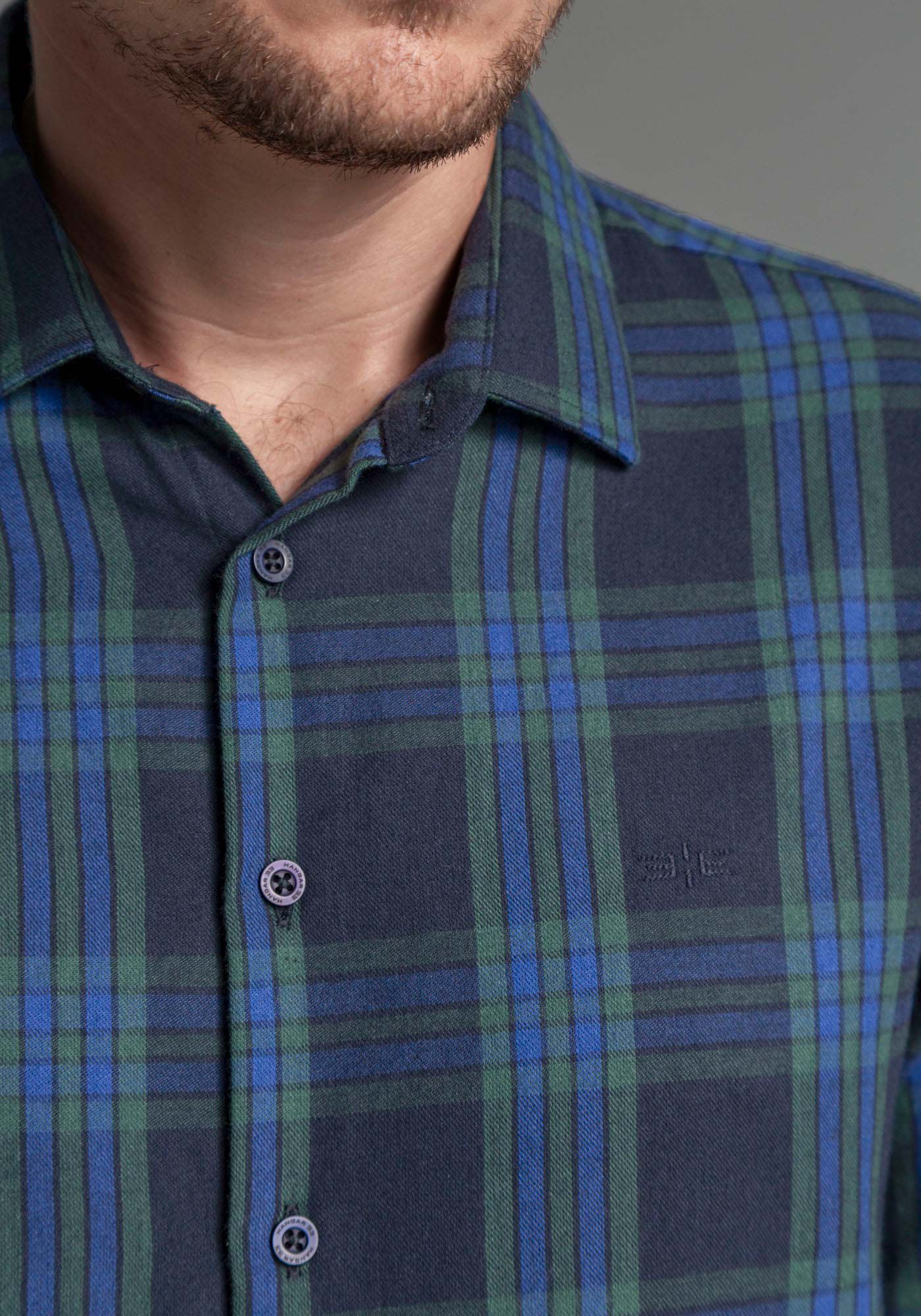 Camisa Masculina Slim Fit em Flanela Leve Xadrez, MARINHO IMPERIO, large.