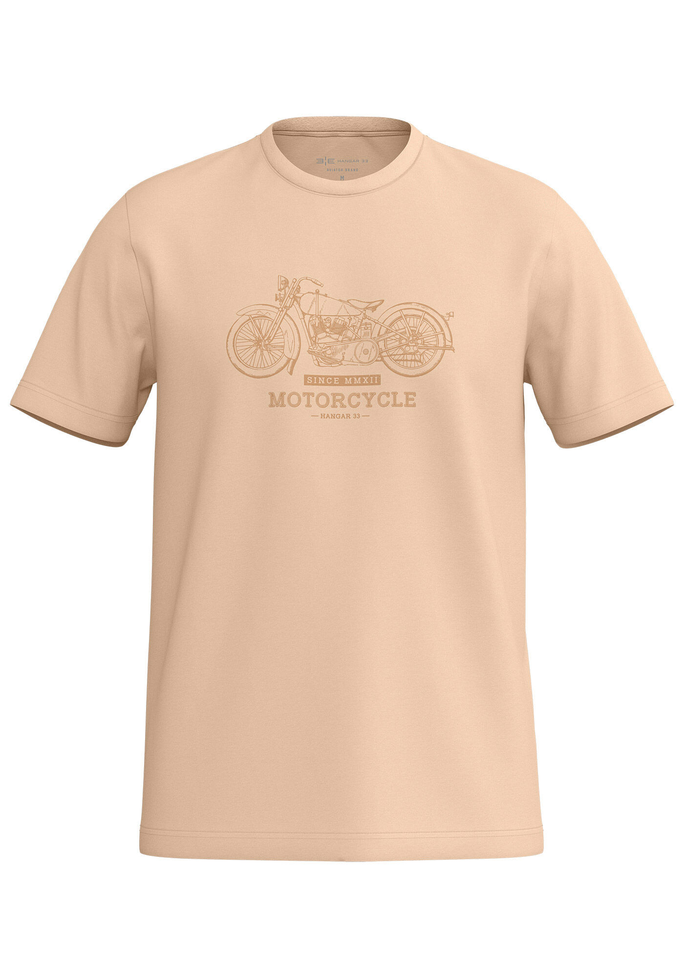 Camiseta Masculina em Malha com Estampa Motorcycle, BEGE ZUCCA, large.