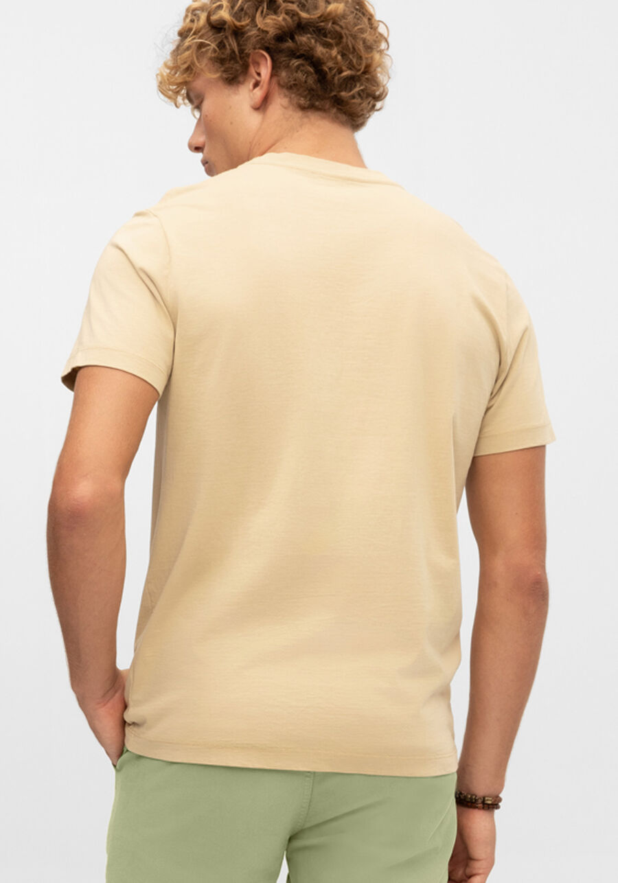 Camiseta Masculina em Malha Estampada, BEGE SERGE. Camiseta Masculina em Malha Estampada, BEGE SERGE, large.