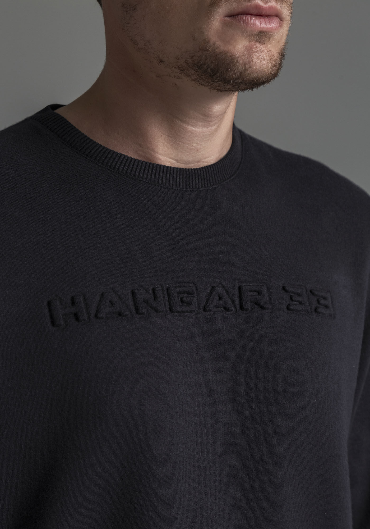 Blus&atilde;o Masculino em Moletom com Bordado Embossing, PRETO REATIVO, large.