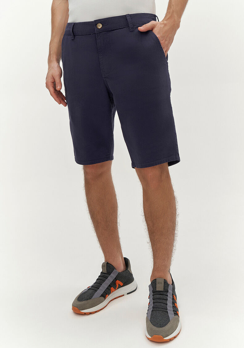 Bermuda Reta Radial Em Sarja Com Elastano, MARINHO ACTION, large.
