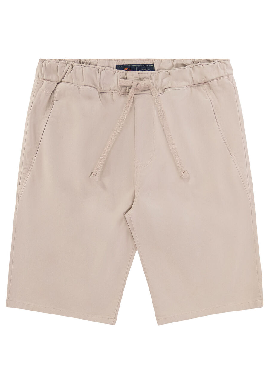 Bermuda Jogging Com Bolsos Em Sarja Denim Malha, NATURAL. Bermuda Jogging Com Bolsos Em Sarja Denim Malha, NATURAL, large.