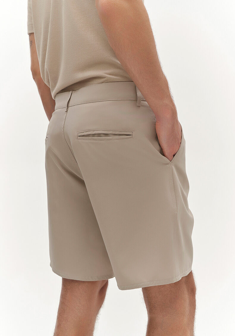 Shorts Masculino Com Bolsos Em Tecido De Alfaiataria, BEGE PANAMA, large.