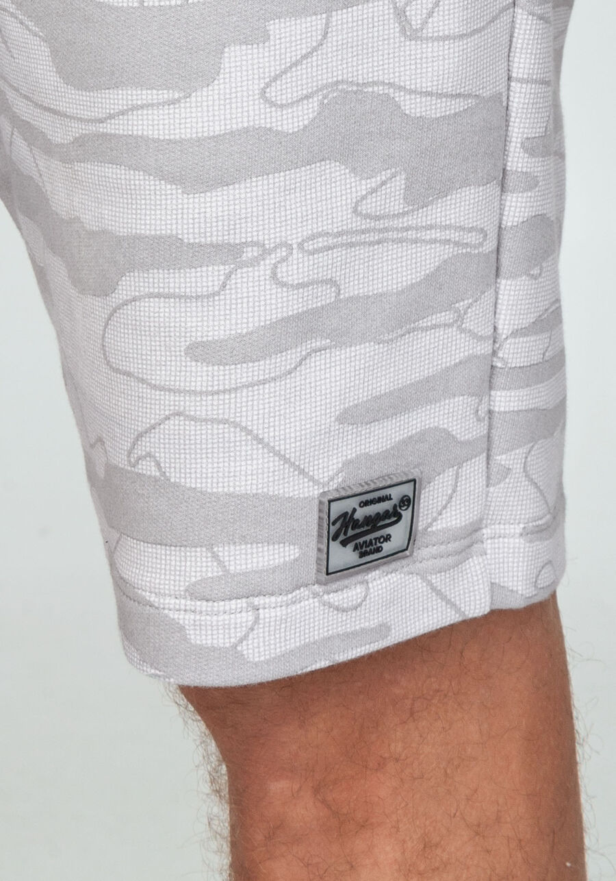 Bermuda Camuflada em Moletom, GRID CINZA. Bermuda Camuflada em Moletom, GRID CINZA, large.
