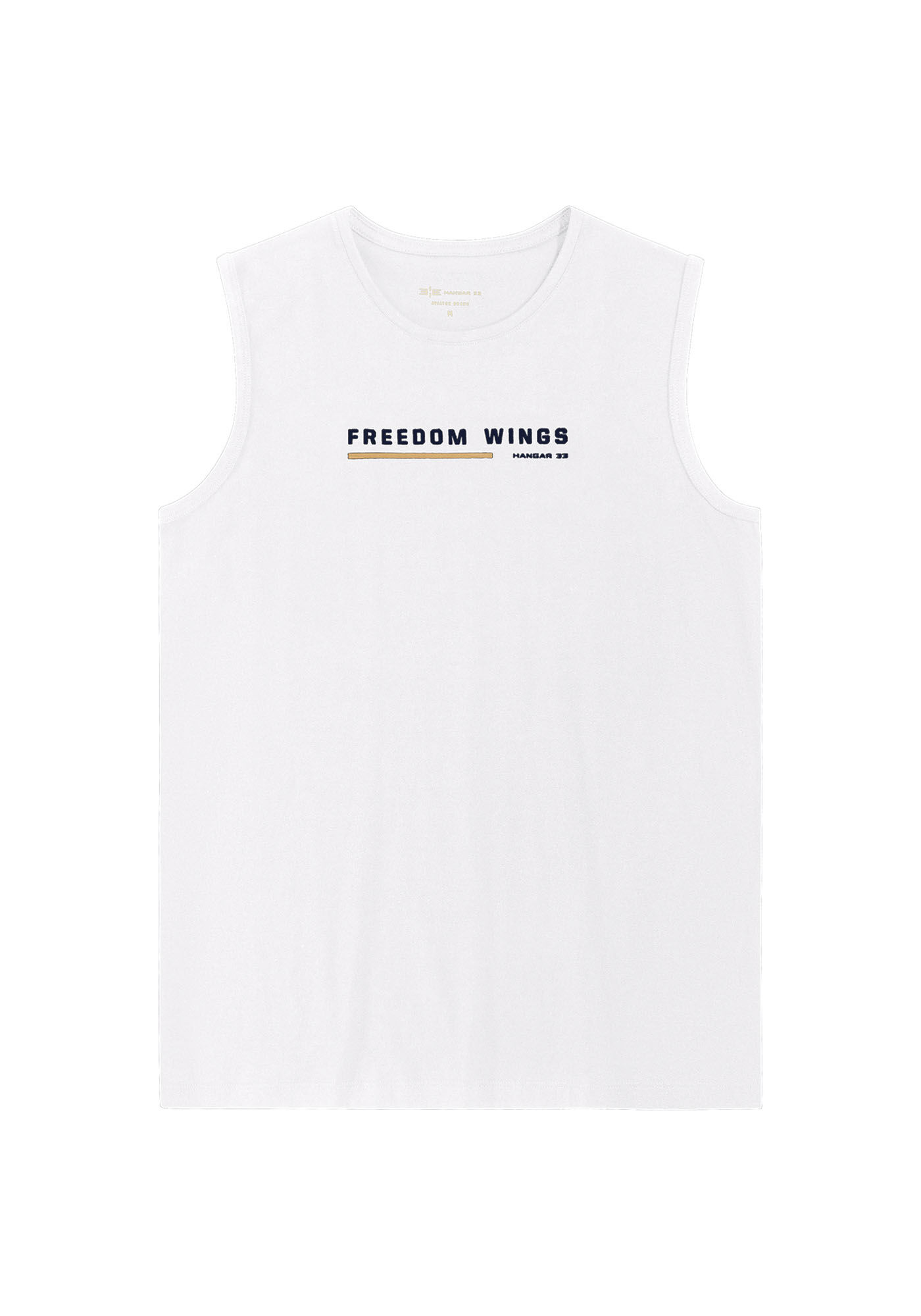 Regata Masculina em Malha Leve Estampada, BRANCO, large.