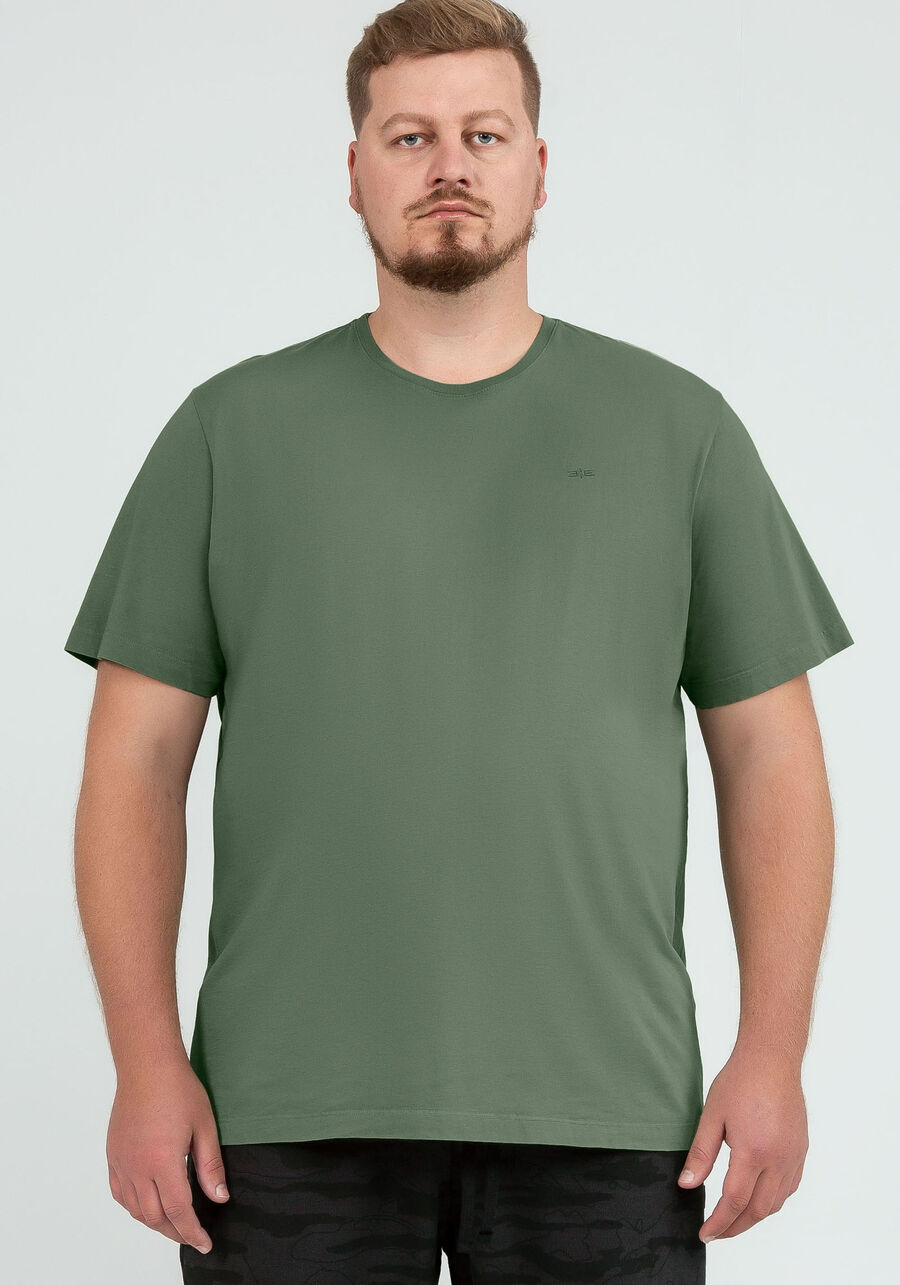 Camiseta Masculina em Malha Clássica Big & Tall, 3529 VERDE, large.