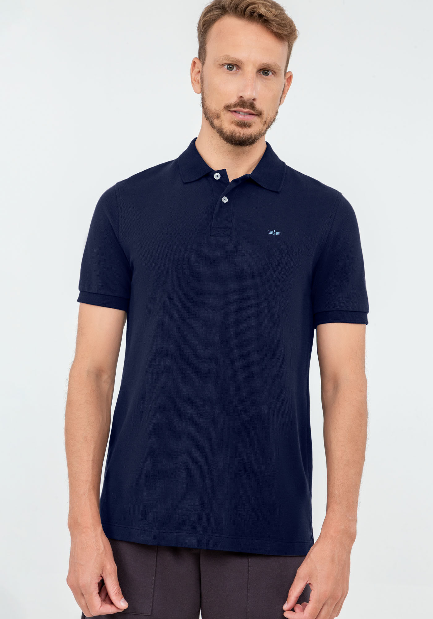 Camisa Polo Cl&aacute;ssica em Malha Piquet Pima, MARINHO ACTION, large.