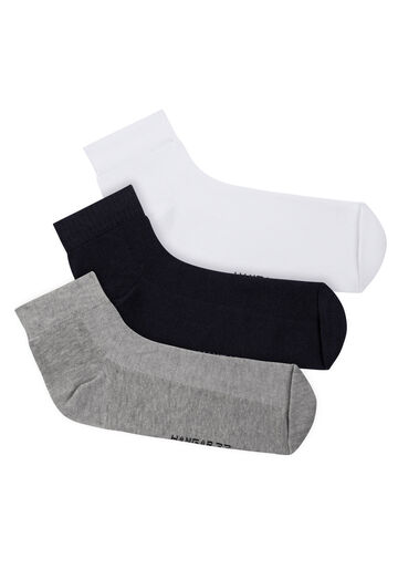 Kit Com 3 Pares De Meia Com Cano Curto, BRANCO/PRETO/MESCLA. Kit Com 3 Pares De Meia Com Cano Curto, BRANCO/PRETO/MESCLA, large.