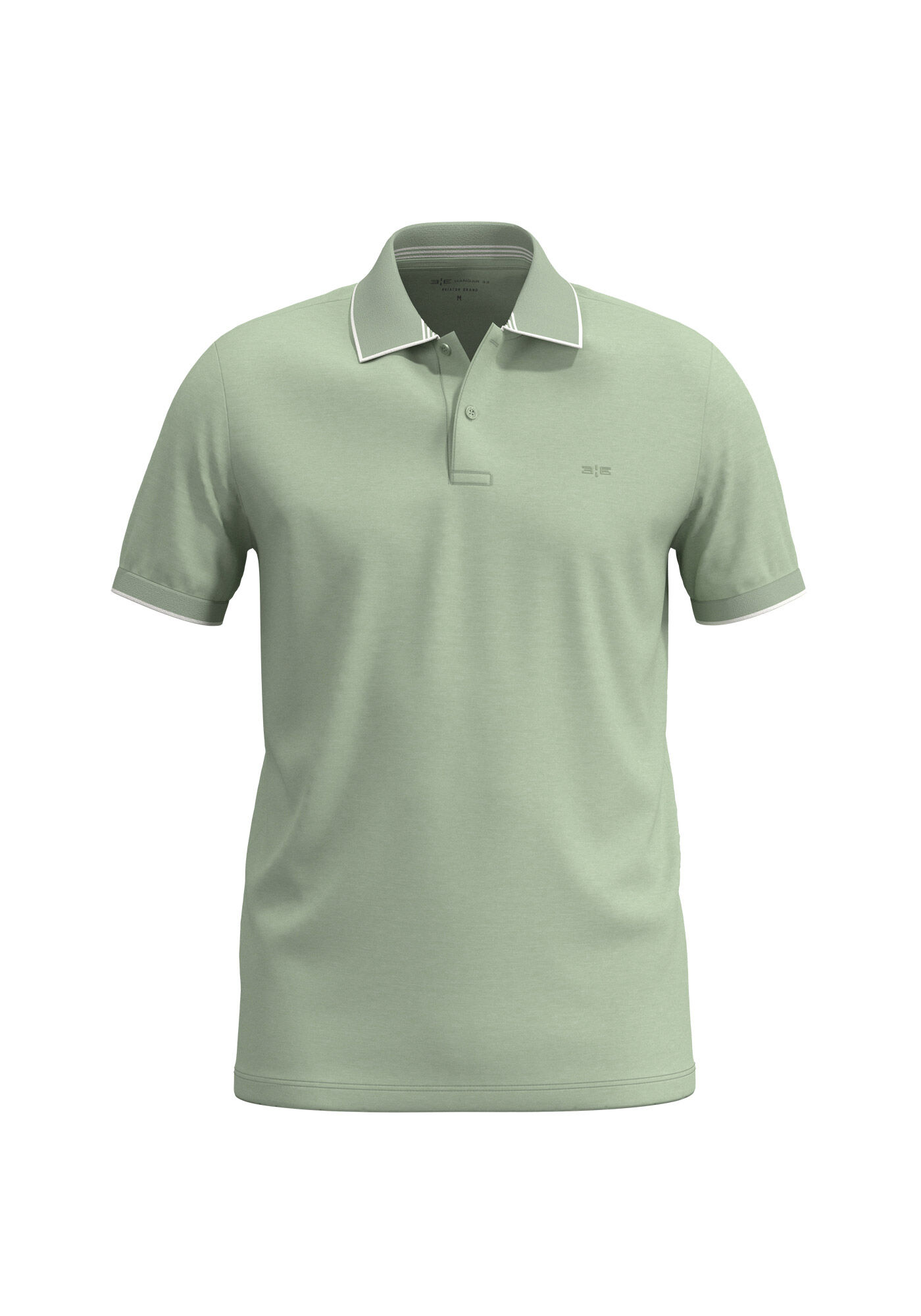 Camisa Polo De Mangas Curtas Em Malha Mesclada, VERDE CHIARO, large.