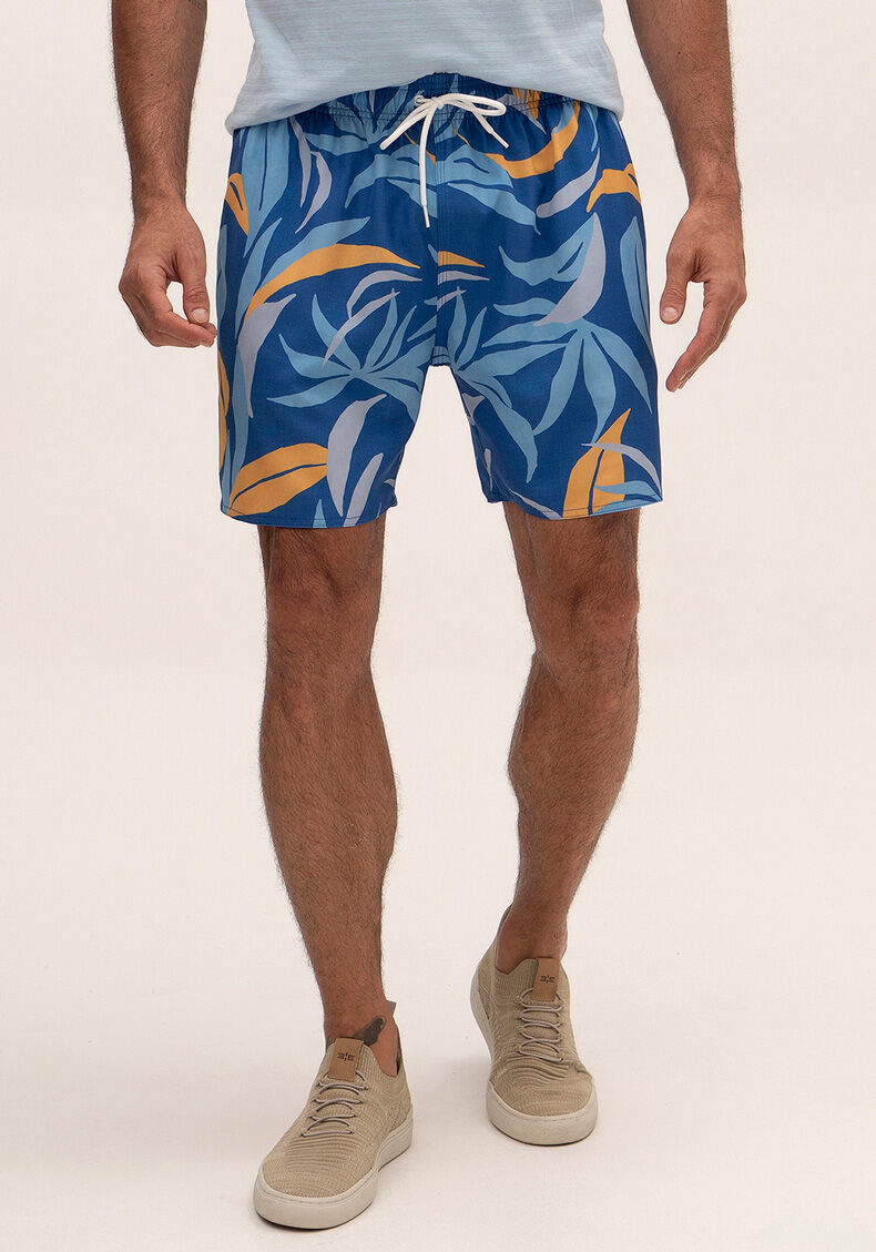 Shorts Masculino em Tecido Plano Estampado, AZUL OMEGA, large.