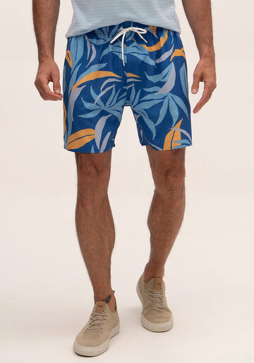 Shorts Masculino em Tecido Plano Estampado, AZUL OMEGA. Shorts Masculino em Tecido Plano Estampado, AZUL OMEGA, large.