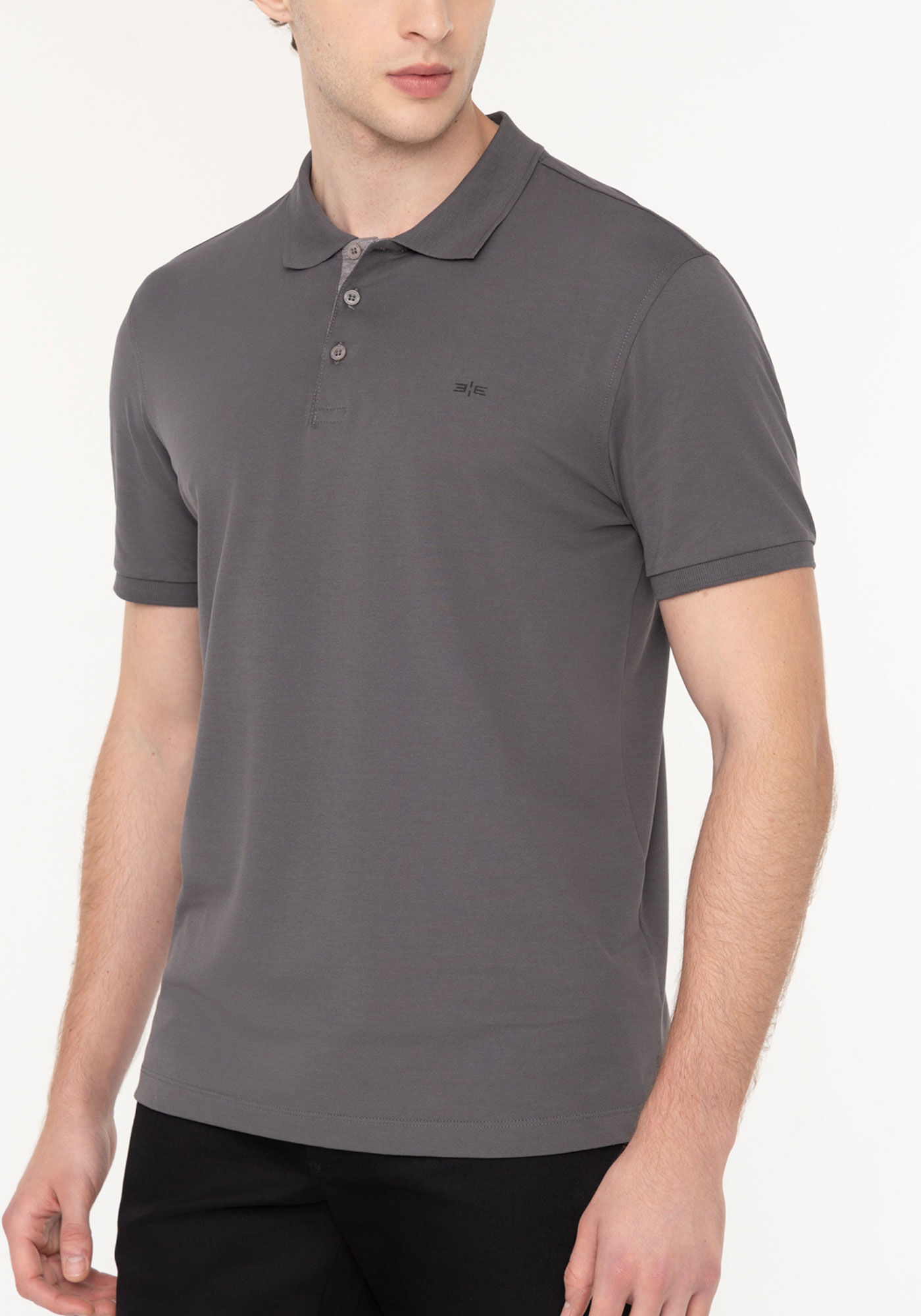 Camisa Polo De Mangas Curtas Em Malha Piquet Pima, CINZA NIGHTCALL, large.